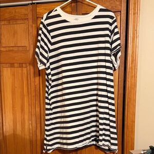 Old Navy Cream and Black Striped Tee Dress